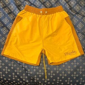 Rhude Yellow Swim Shorts Elastic Waist